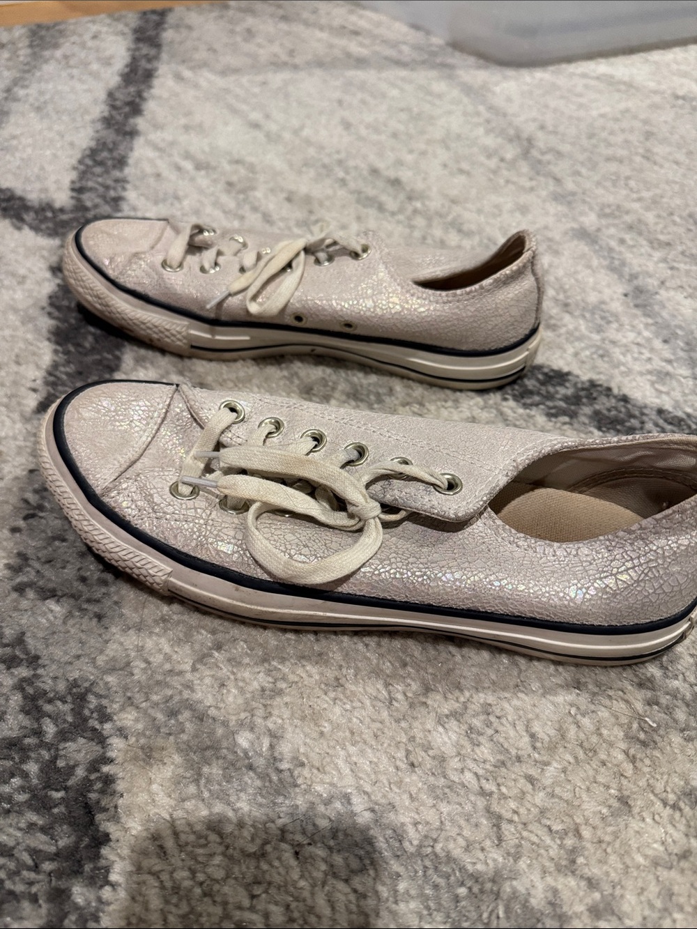 Converse Low Top Sneakers in Iridescent White - Picture 3 of 6